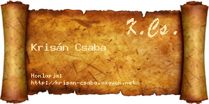 Krisán Csaba névjegykártya